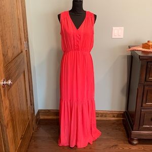 Long pink stretchy maxi with slip